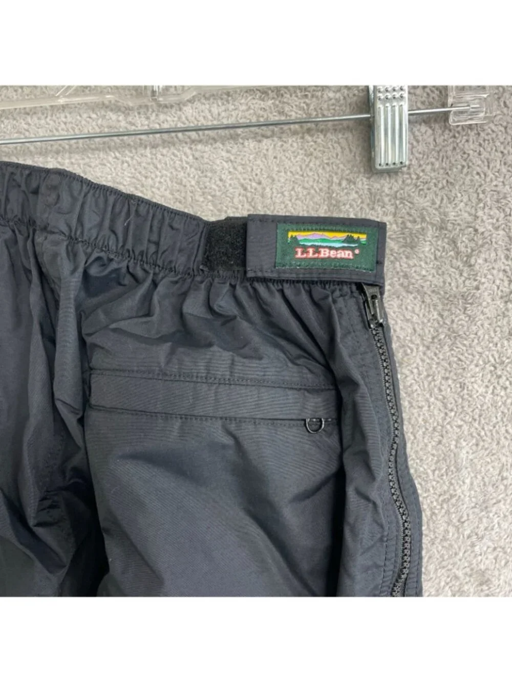 Vtg L.L. Bean Women's M Black Nylon Track Pants Zippered Sides P0255